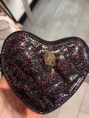 Kurt Geiger Black Multi Glitter Heart Mini Bag